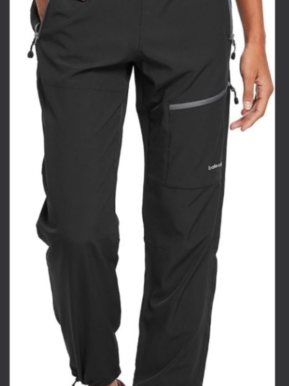 Baleaf Black Jogger Track Pants with Gray Zip Accents